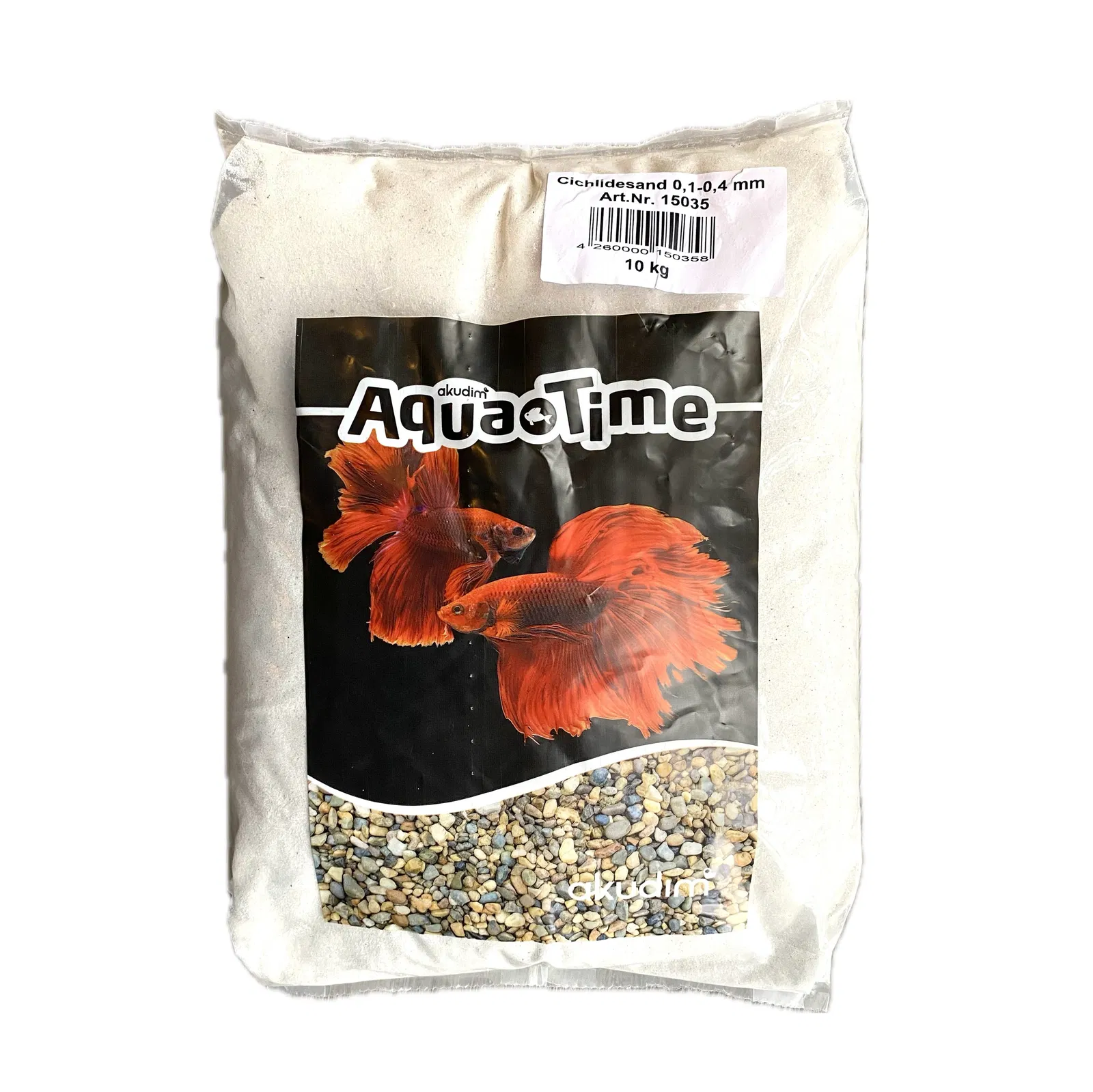 Cichlidesand 0,1-0,4 mm. 10 kg Hvid